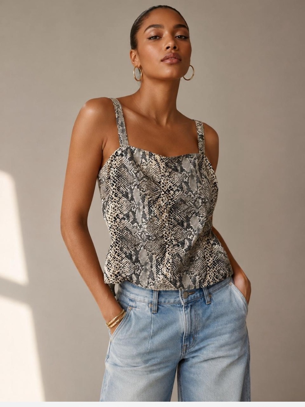 Doncaster Collection Silk Snakeskin Print Camisole Top – Size 14